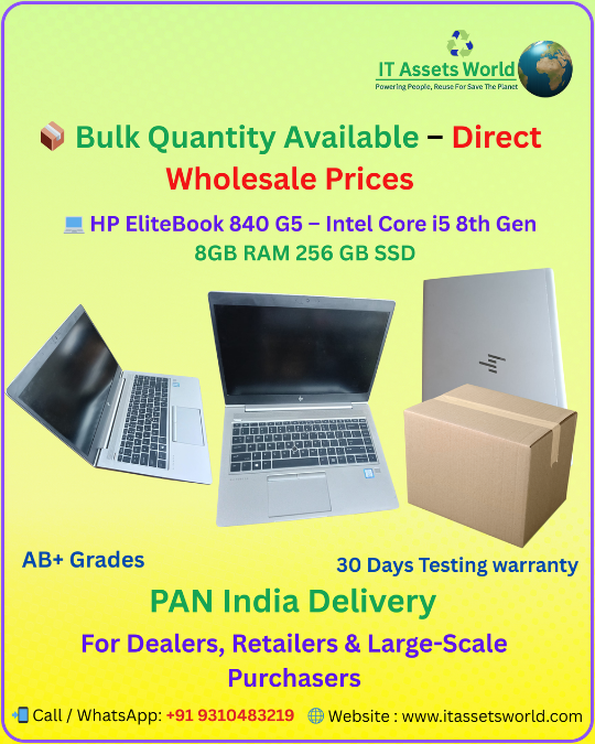 IT Assets World – Bulk Wholesale Supplier of Used & Refurbished Laptops with Warranty & PAN India Delivery
